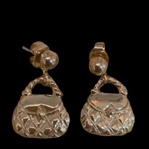 Gold tone Handbag Pierced Earrings